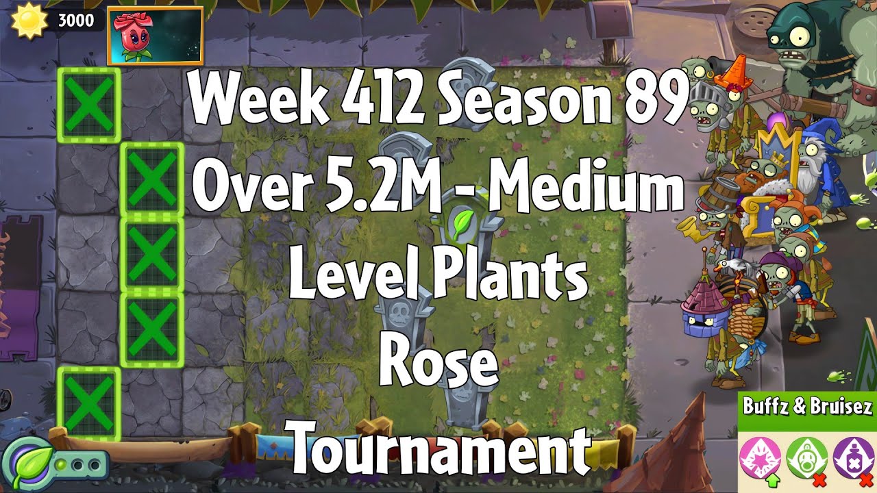 (Over 5.2M - Rose Tournament) PvZ2 Arena Week 412 S89, Medium Level Plants - Jade League