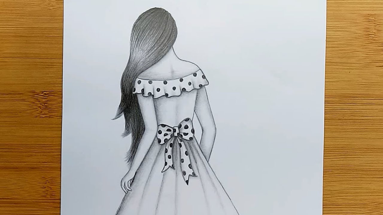 Easy way to draw a girl with long hair for beginners || Pencil Sketch Drawing