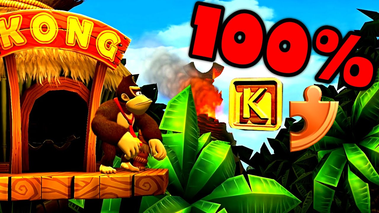 1-1 Jungle Hijinxs 🐵 Donkey Kong Country Returns HD 100% Walkthrough 🐵 (All Puzzle Pieces + Letters)