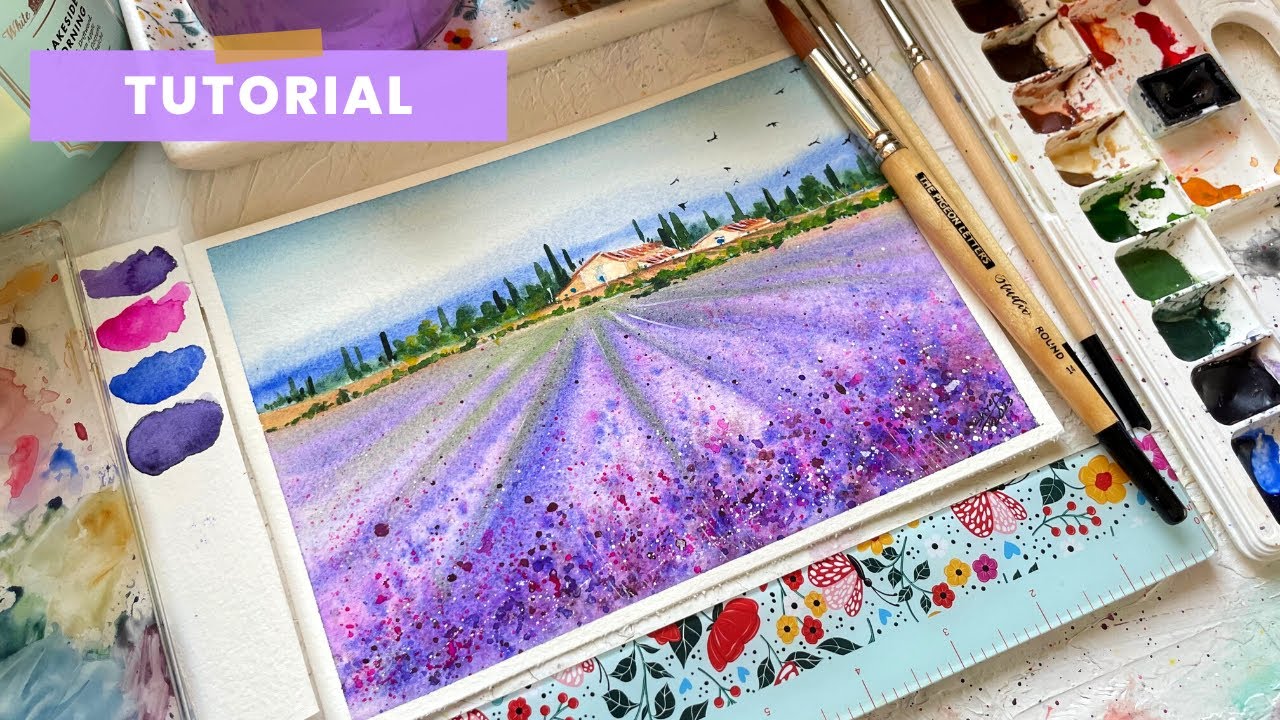 How to Paint a Lavender Field with Watercolors