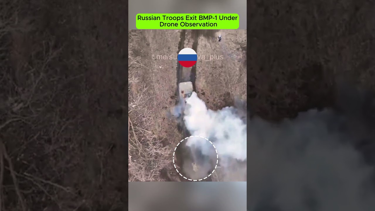 Russian BMP-1 Hit While Troops Exit the Vehicle.