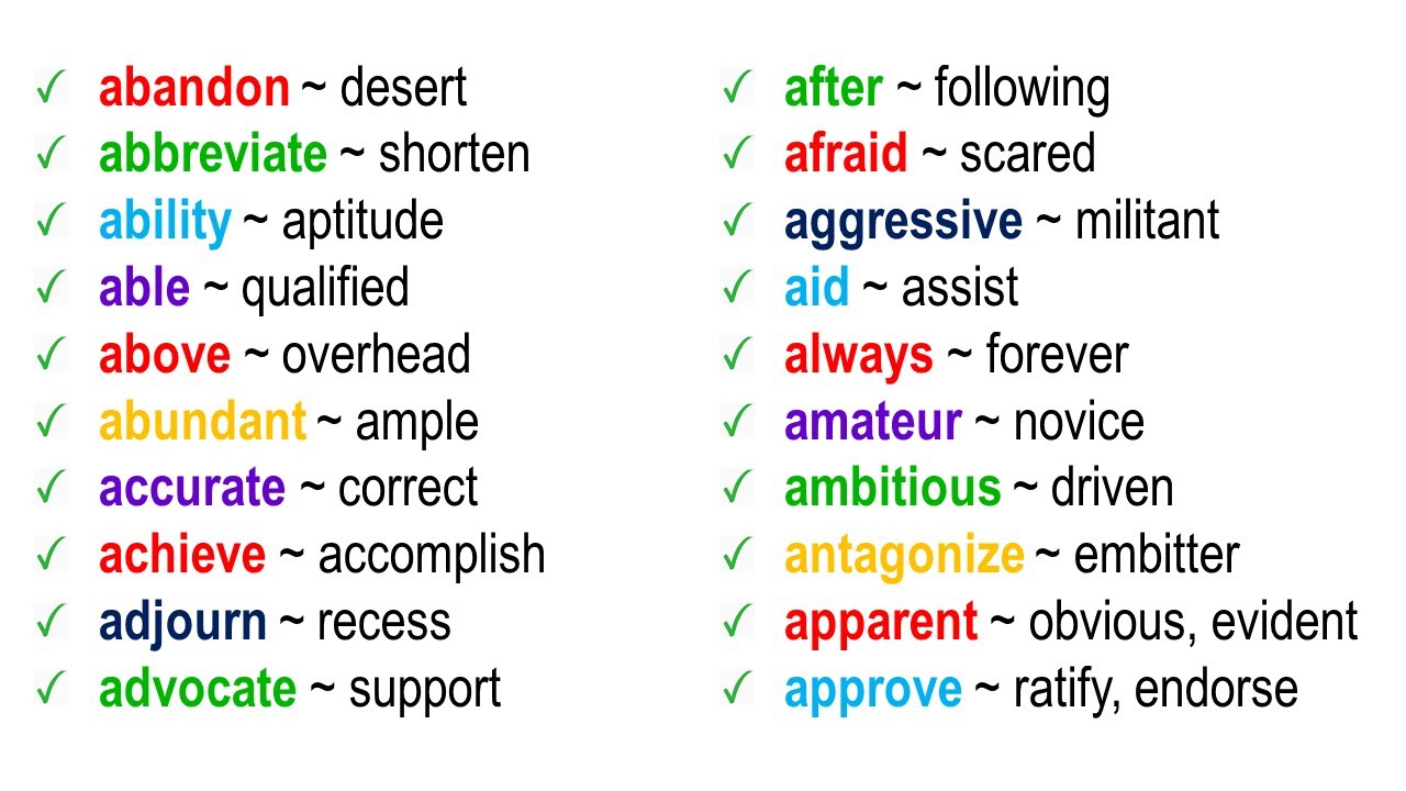 1000 Synonyms Words List, Synonyms Vocabulary List in English #synonyms #synonymswords