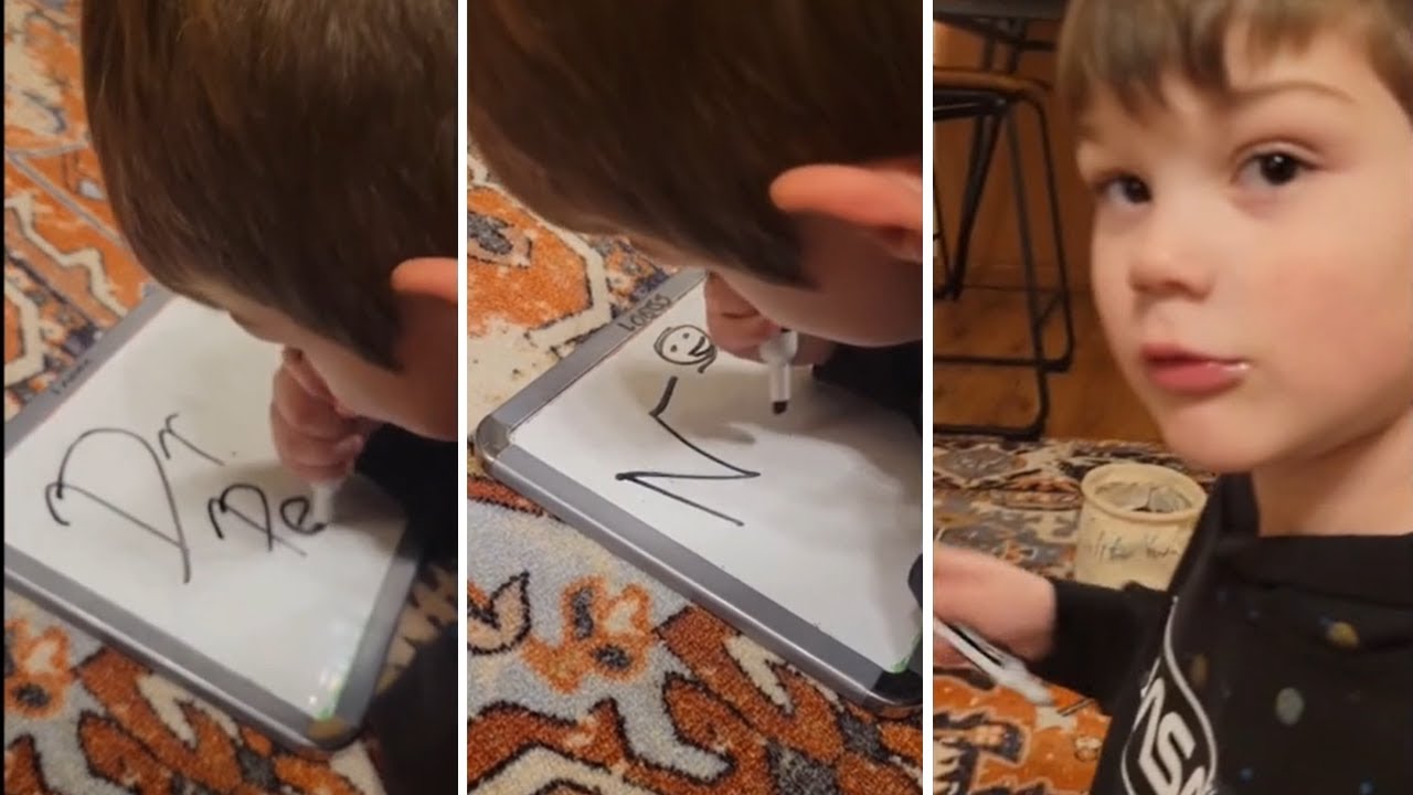 Five-year-old genius shows off his knowledge of drawing logos