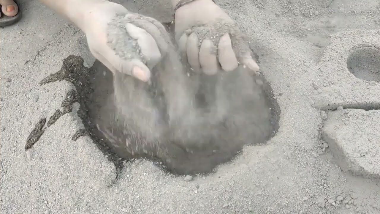 Asmr - sand cement floor crumbling dry and water 💦💦💦