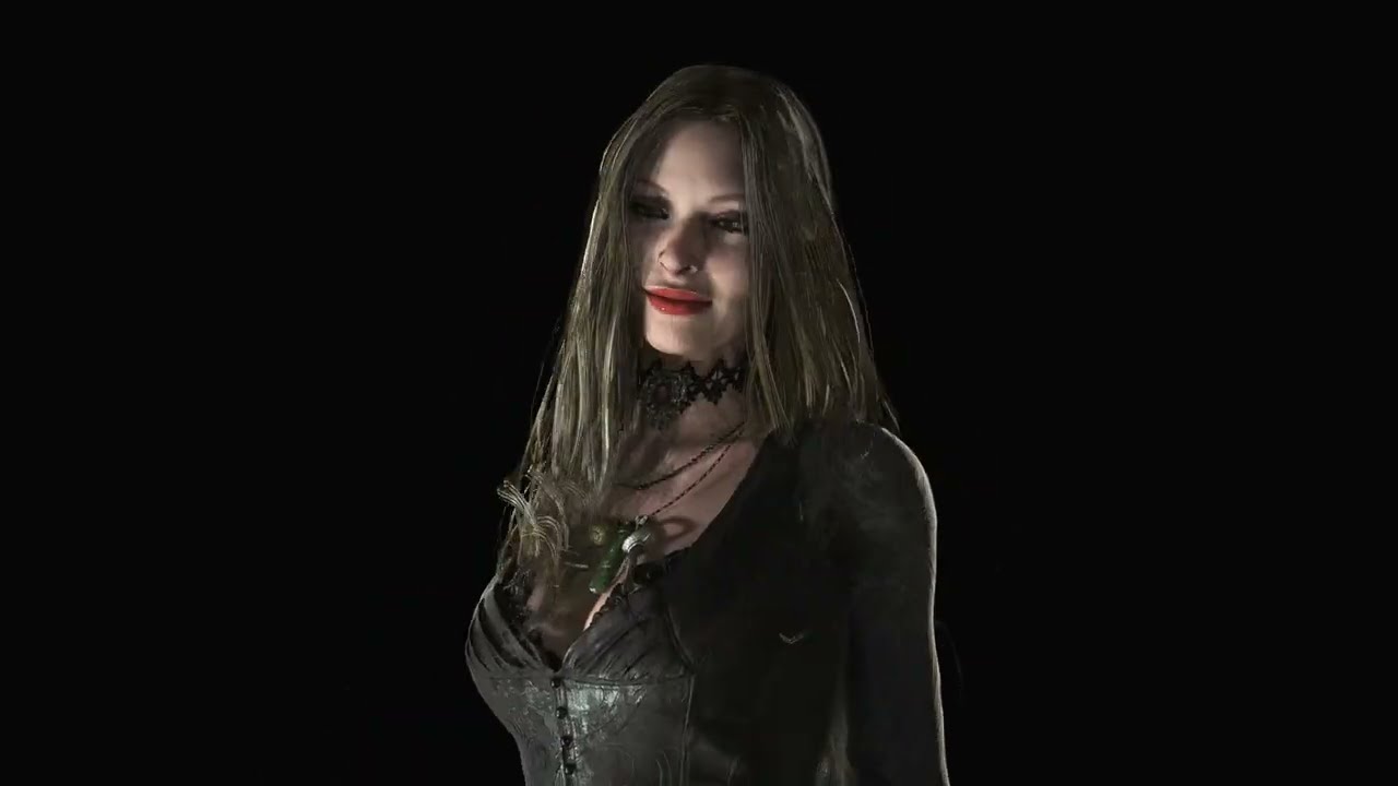 Bela Dimitrescu Black Dress With Blonde Long Hairs Human Face Model Viewer (Microwave SCP)