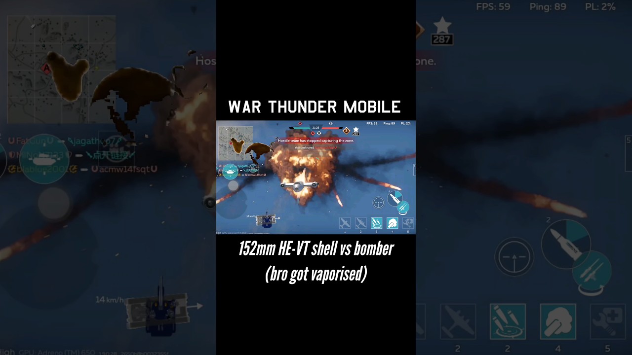 AuF1's 152mm HE-VT shell vs bomber - War Thunder Mobile