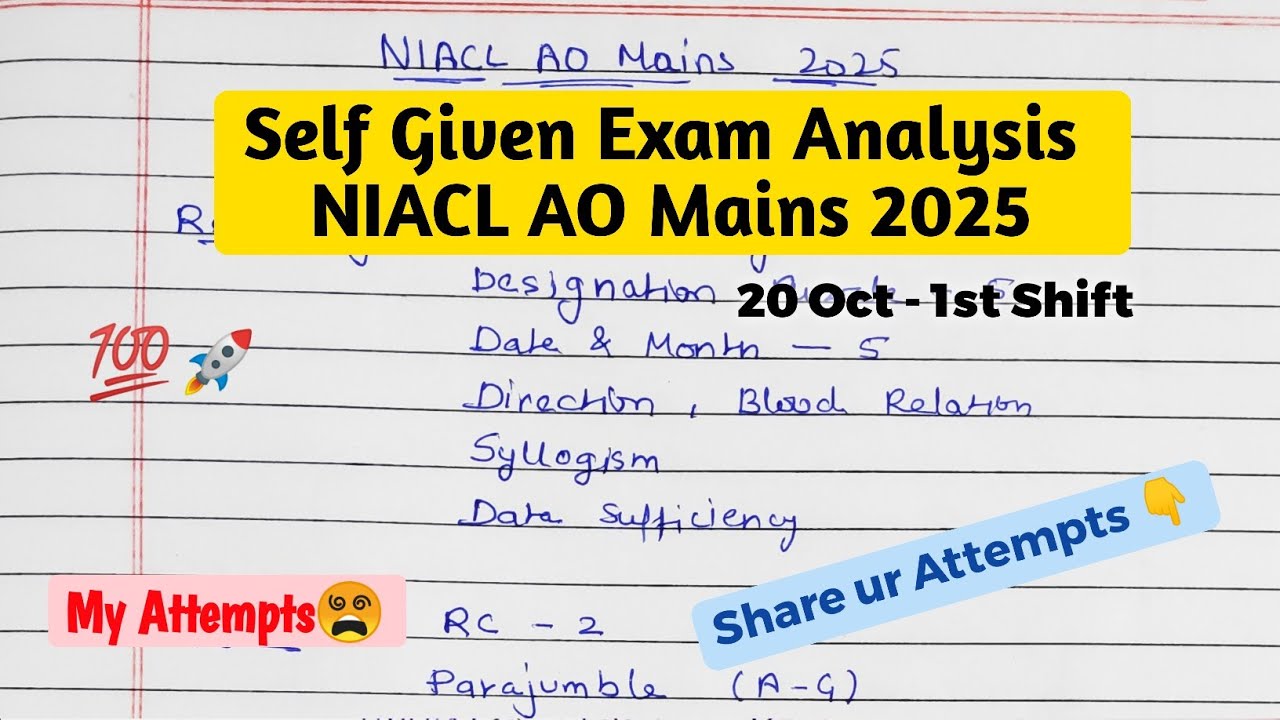 NIACL AO Mains 2025 Self Given Analysis, My Attempts🤔 29 Oct 1st Shift 🔥 #niaclao