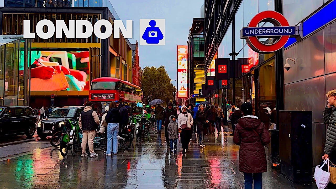 2025 London Rainy Walk 🇬🇧 Shopping Streets to COVENT GARDEN | Central London Walking Tour [4K HDR]