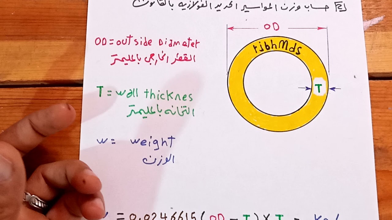 كيفيه حساب وزن الماسورة الفولاذيه بالقانون pipe weight calculation formula