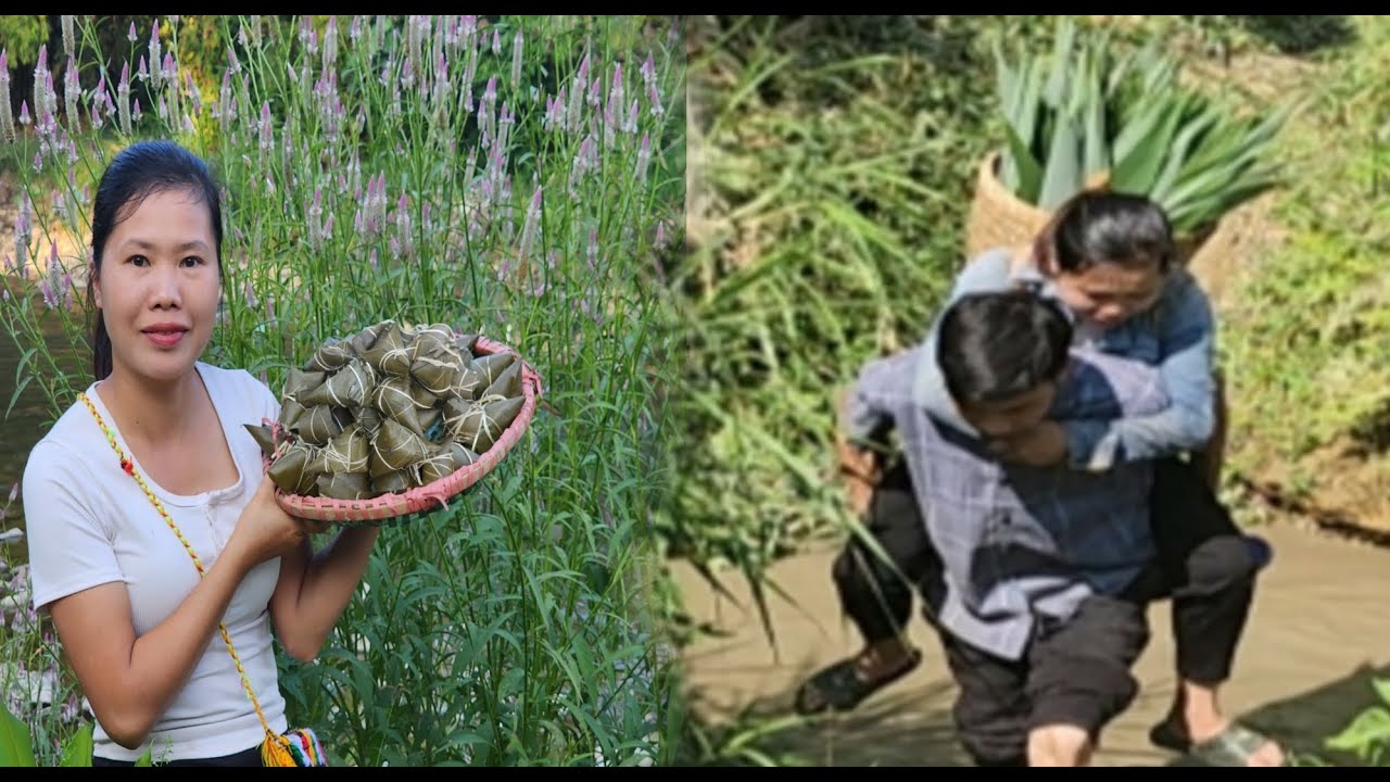 Ly Be makes croissants with forest leaves and nam make handmade mortars and pestles