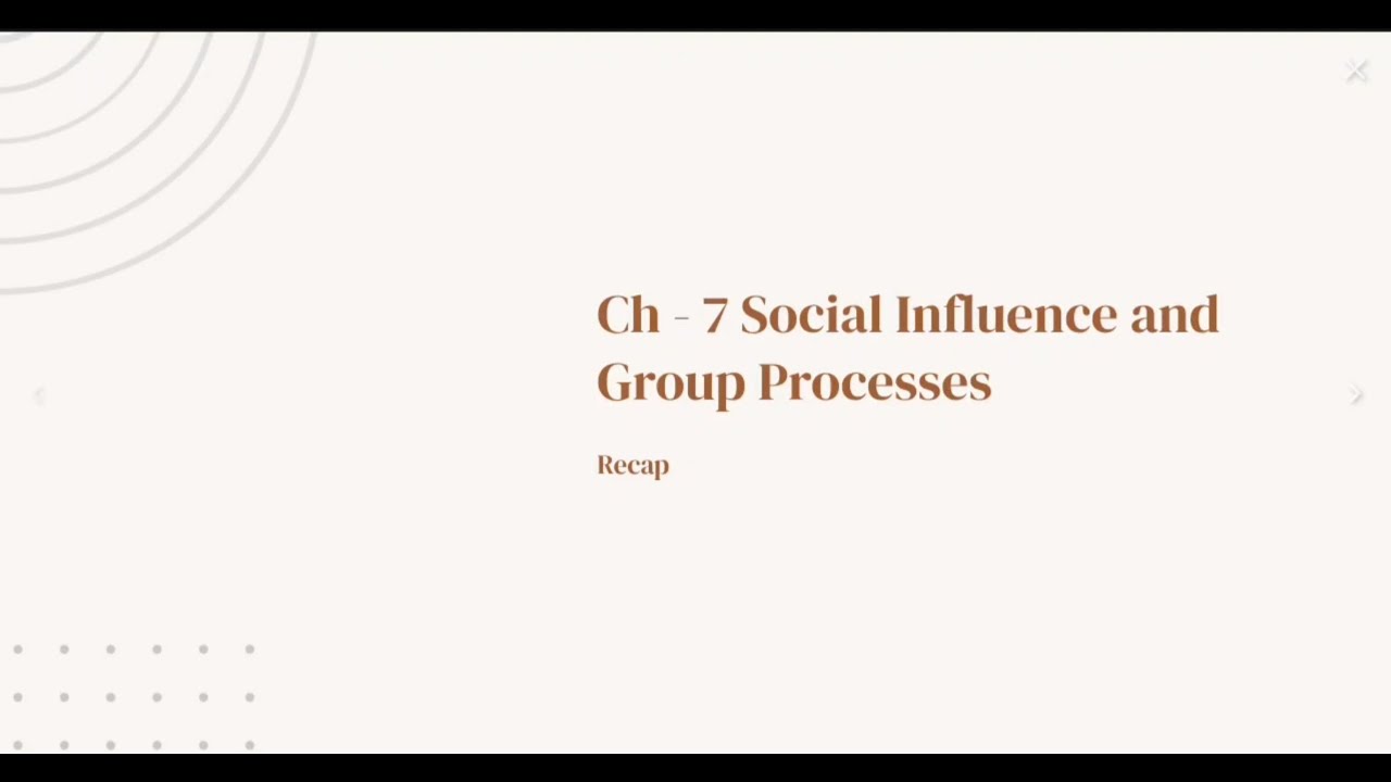 Recap - Ch-7 Social Influence and Group Processes