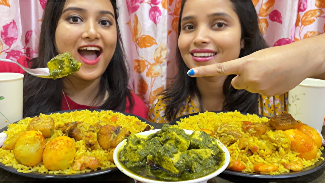 Aj Spicy Masala Egg+Fish+Prawn Rice er Sathe Palang Paneer niye chole Elam