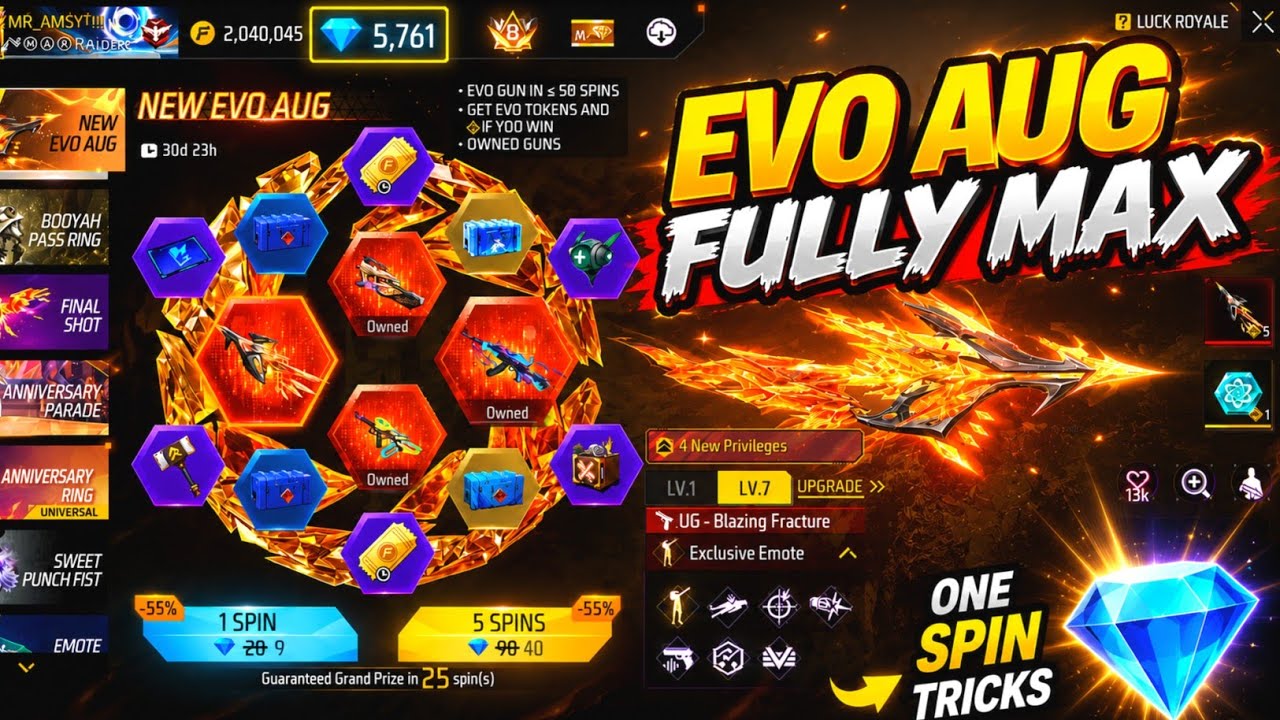 NEW EVO AUG EVENT || FF EVO VAULT SPIN || EVO AUG FF || FF NEW EVENT TODAY || EVO AUG FULLY MAX