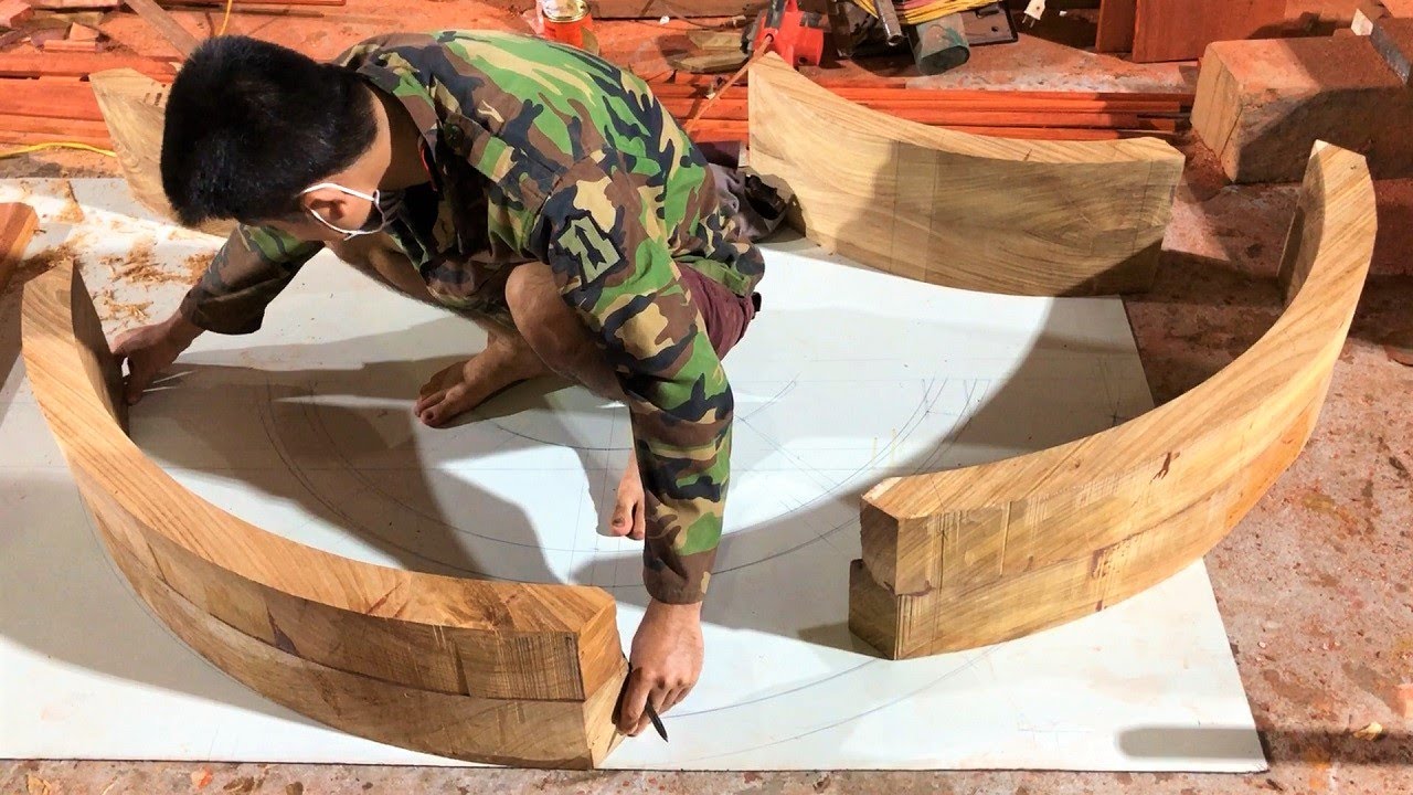 Skillful Curved Woodworking Of Workers // Making & Design Curved Wooden Doors Frame from Hardwood