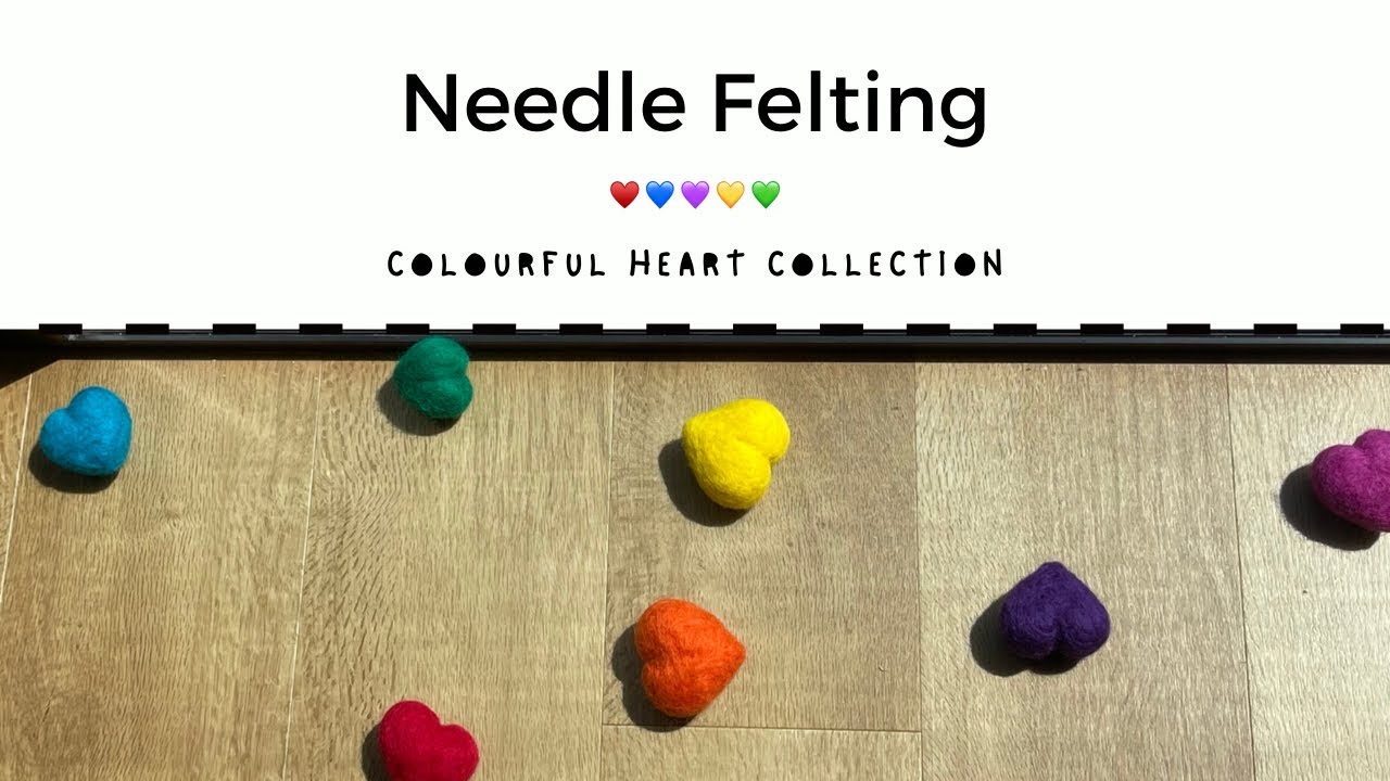 Needle felting - Colourful heart collection
