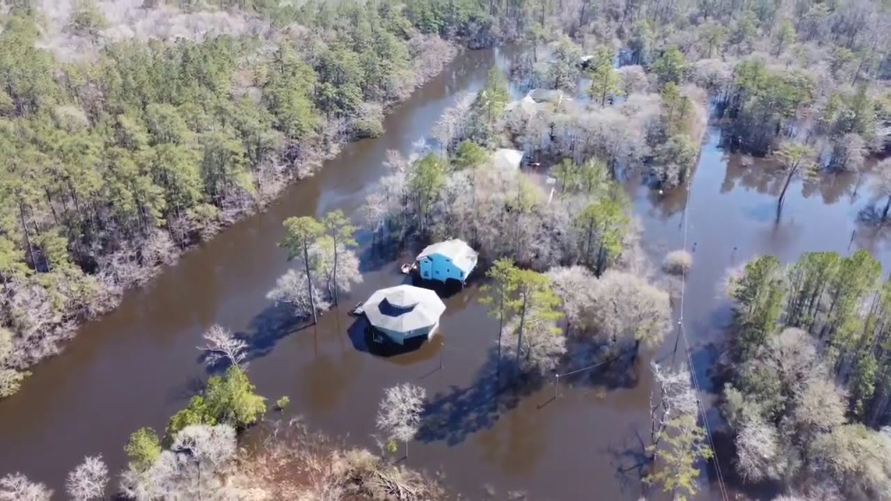 Flooding of Waccamaw River in Conway, SC. February 25, 2021