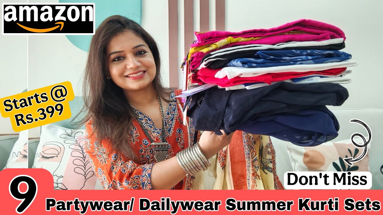 😃 Amazon Huge 9 Kurta Sets, Kurtis, Dresses & Summer Haul Starting Rs. 399|❤️Amazon Haul