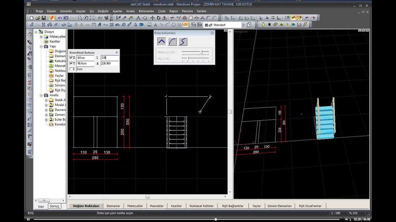 ideCAD Statik IDS | Betonarme Merdiven Oluşturma