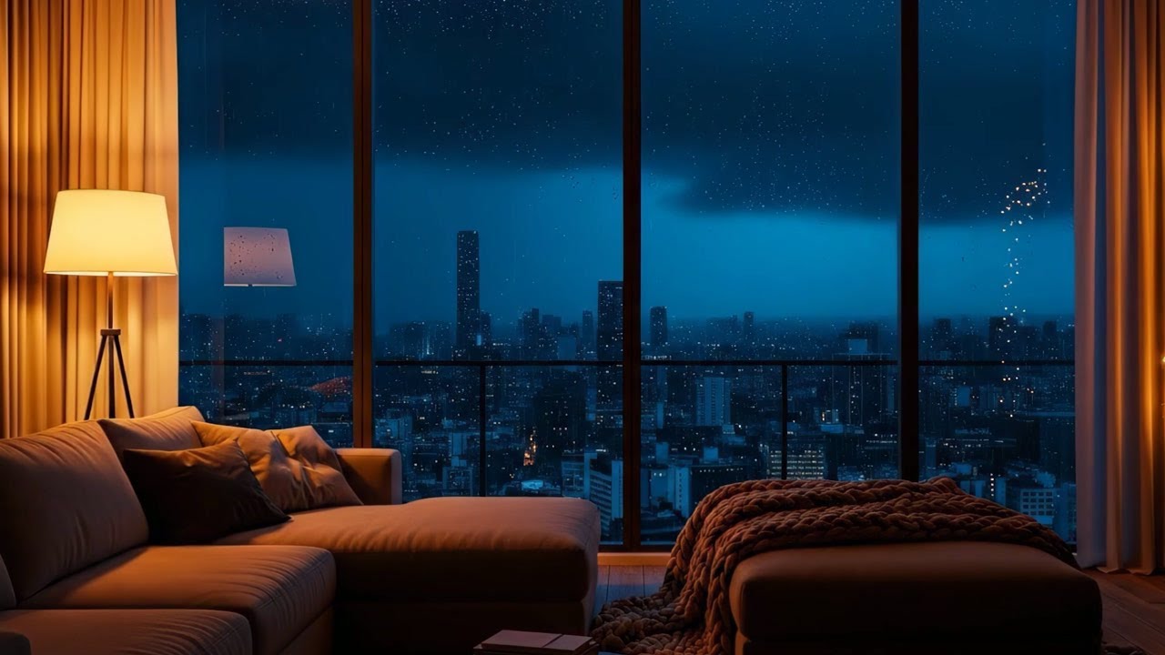 Luxury Apartment Rain Ambience 🌧️ Relaxing Rain Sounds for Sleep & Relaxation