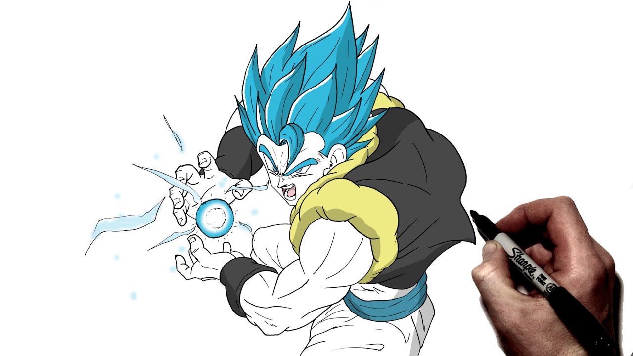 Как нарисовать Годжету Блю Камехамеха | Пошаговое руководство | Dragon Ball