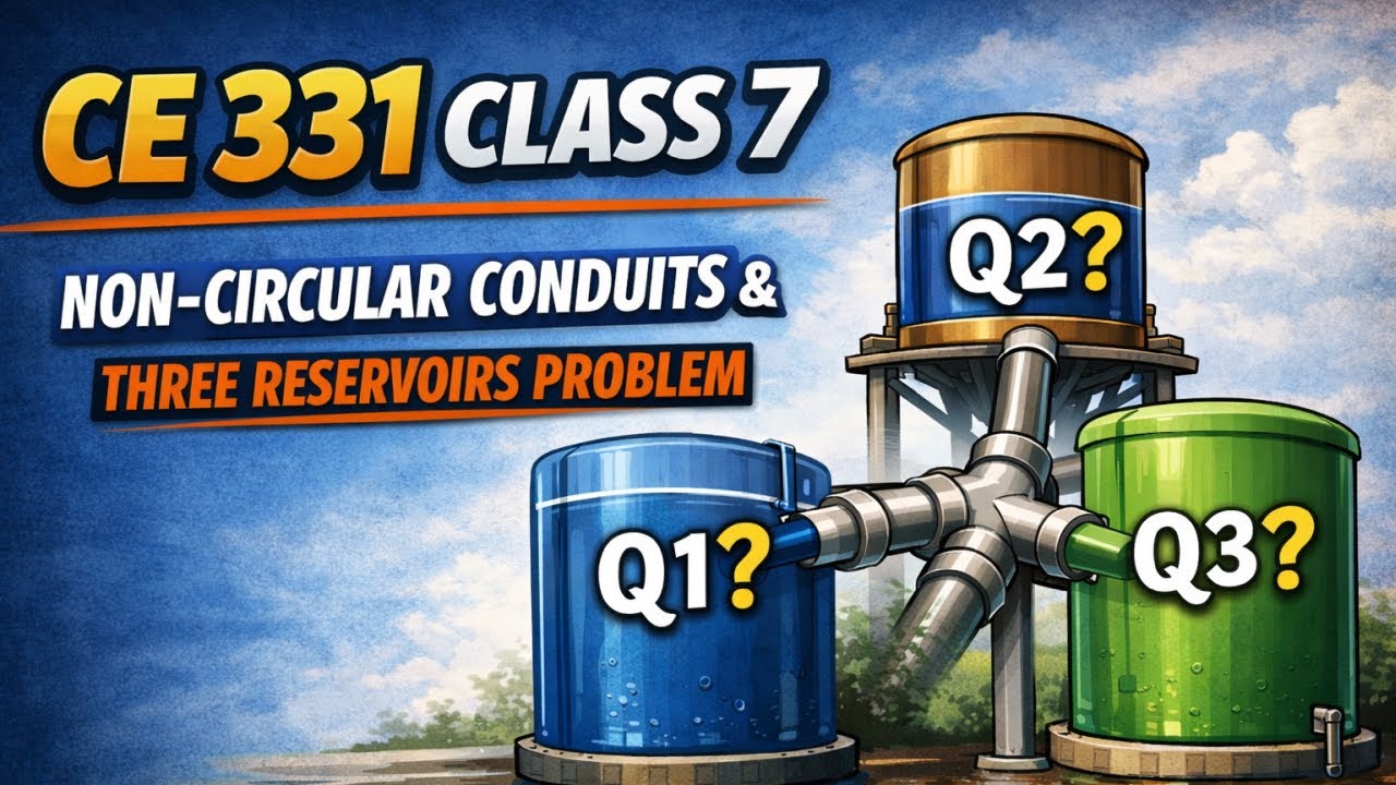Friction loss & non-circular pipe, Finding flow for three reservoirs - CE 331, Class 7 (28 Jan 2026)