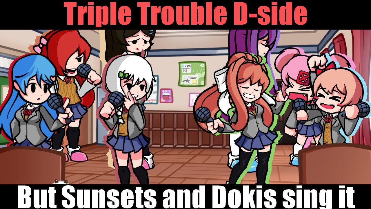【FNF】Extra Festival///Triple Trouble D-side But Sunsets and Dokis sing it!