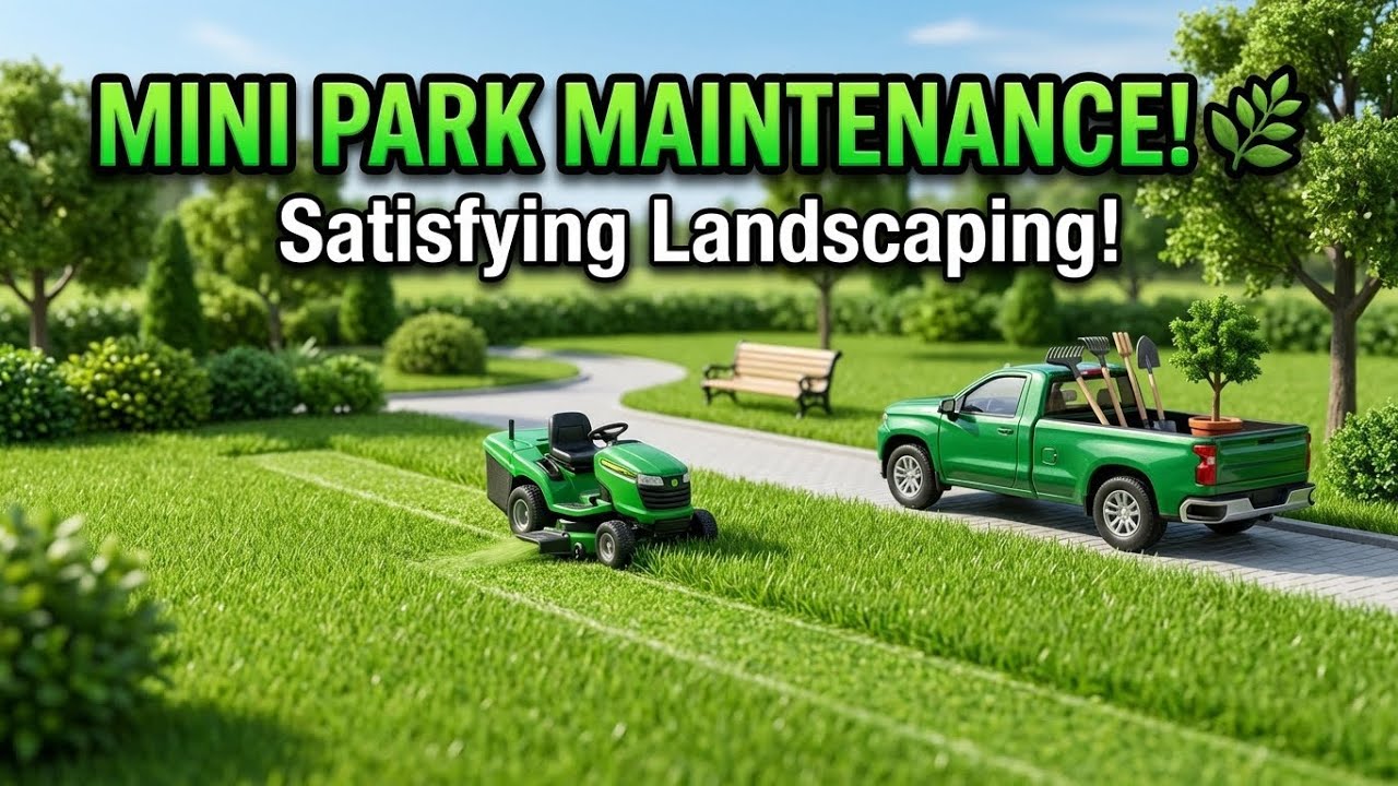 MINI PARK MAINTENANCE! 🌿 Satisfying Landscaping & Mower Action! (Green Diorama)