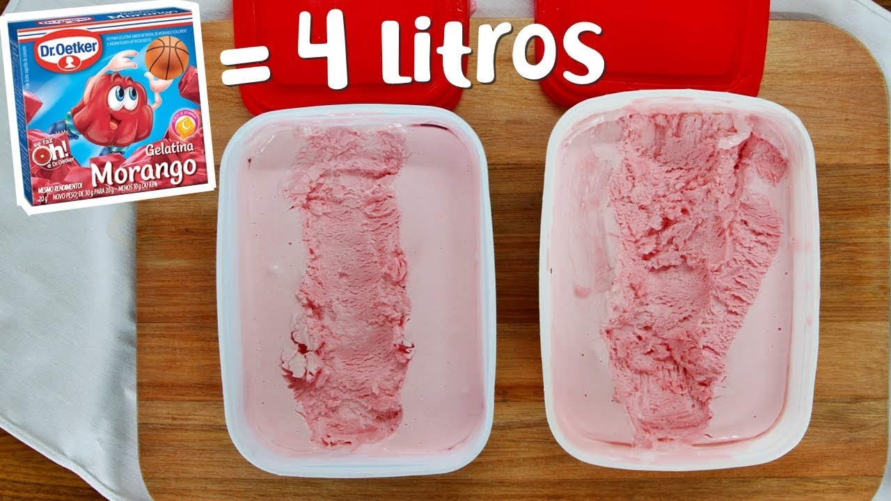 FAÇA 4 LITROS DE SORVETE CASEIRO COM APENAS 1 PACOTE DE GELATINA | Menino Prendado
