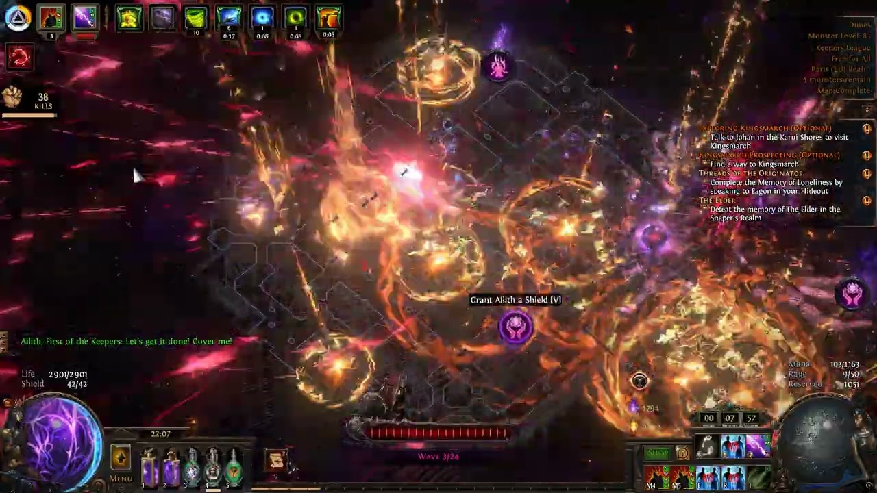 POE 3.27 - Deadeyes Lightning Arrow - T16 Hive Fortress with wildwood wisp