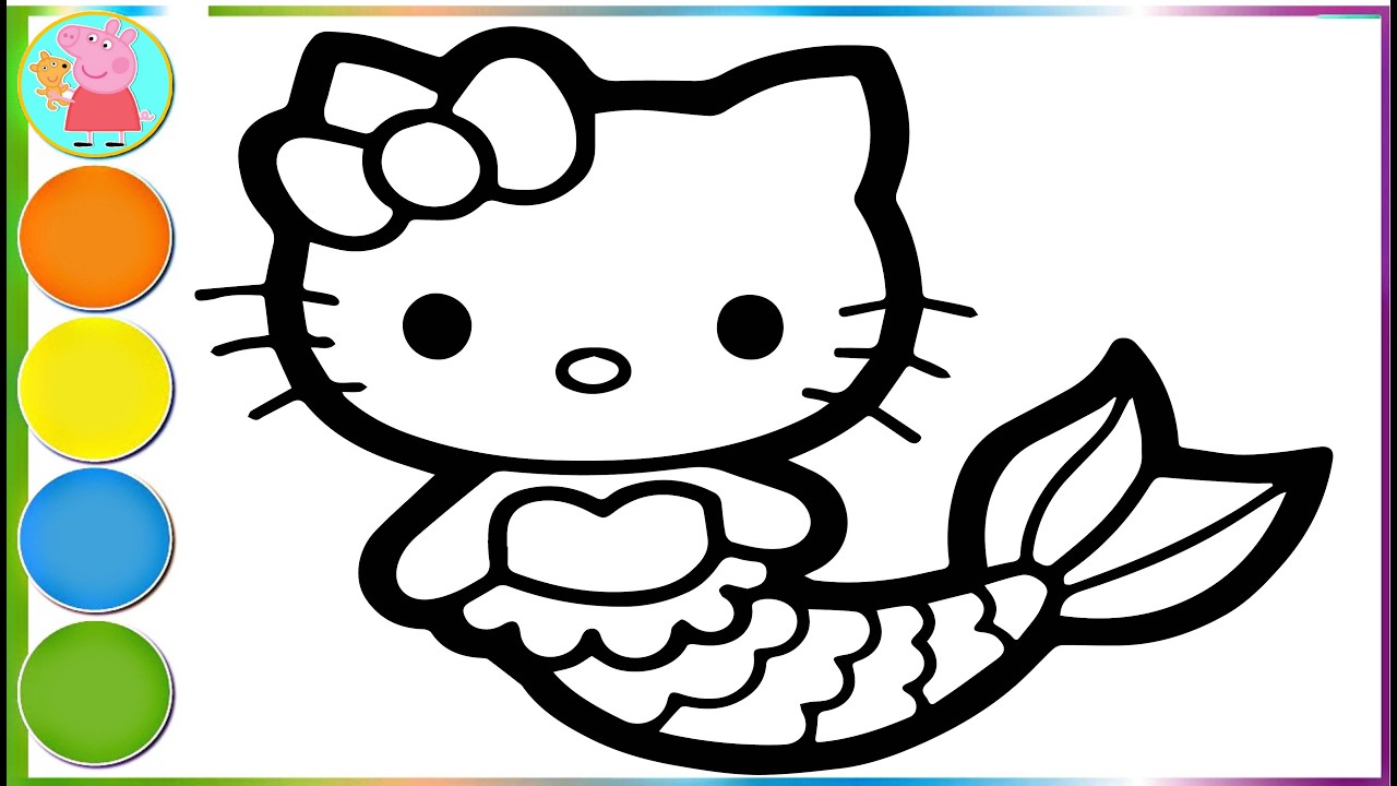Hello Kitty Mermaid Drawing and Coloring | Cute Art for Children | How to Draw Easy