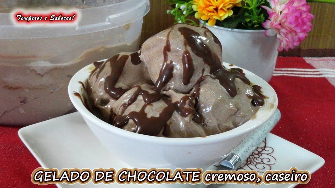 GELADO DE CHOCOLATE CREMOSO com apenas 3 ingredientes, delicioso