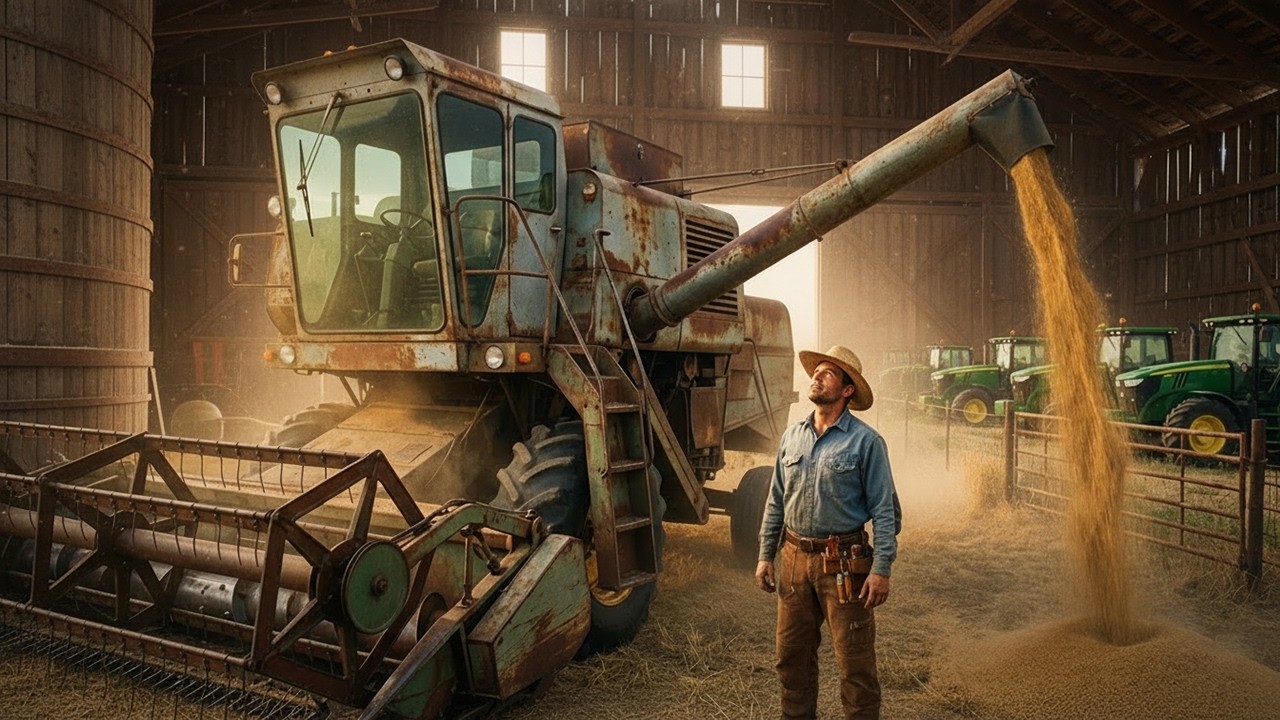 The Massive Combine Looked Like Scrap… It Forged A Debt-Free Harvest Empire.