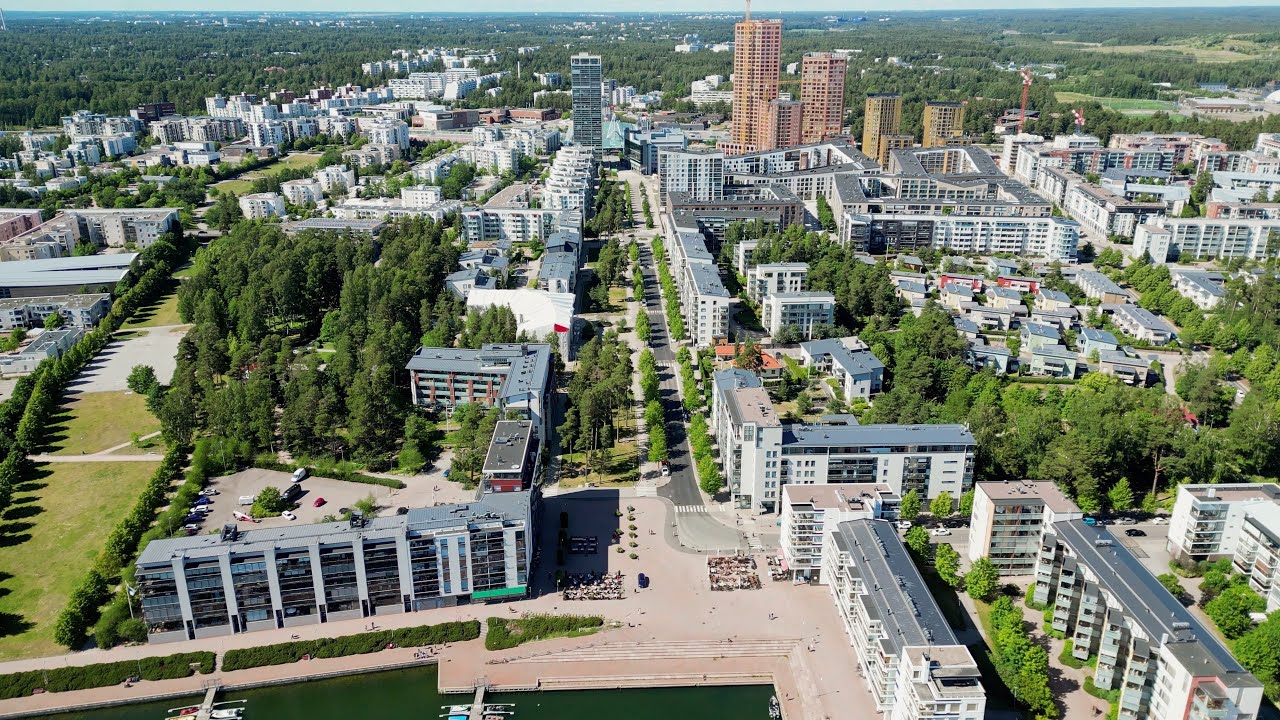 Helsinki Vuosaari Aurinkolahti, Vuosaari Towers, Uutela Canal and Vuosaari Harbour, June 2024