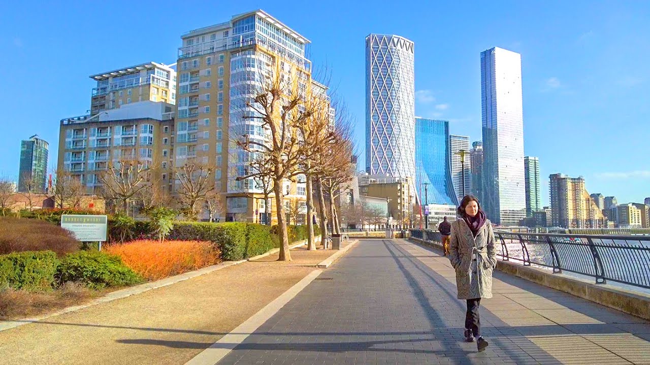 London Walk 2023 - Tower Bridge to Canary Wharf via Thames Riverside Path - 4K 60FPS
