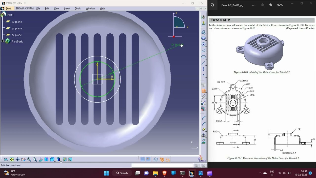 CATIA V5 Part Modeling Tutorial 9_Motor Cooling Fan Cover