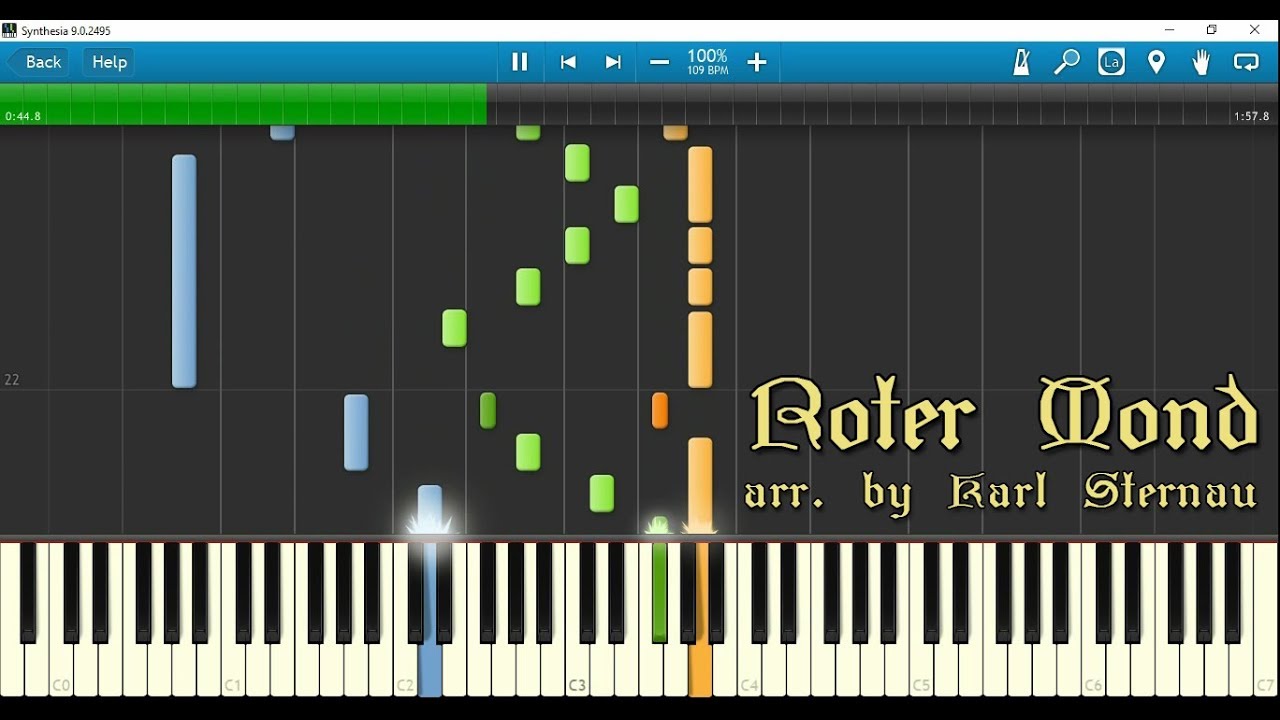 Roter Mond (Pfadfinderlied) piano arr. by Karl Sternau for 3 hands
