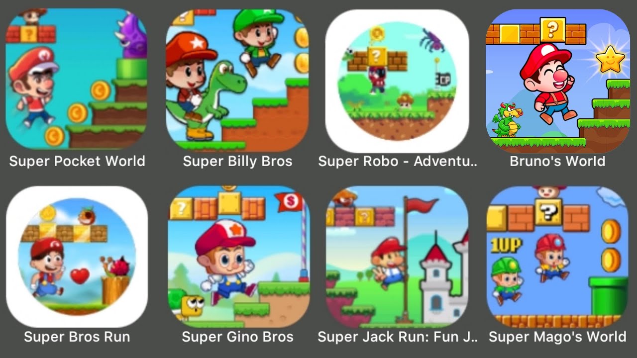 Amazing Super Mario Like Games: Bruno's World, Super Pocket World, Super Billy Bros, Super Robo