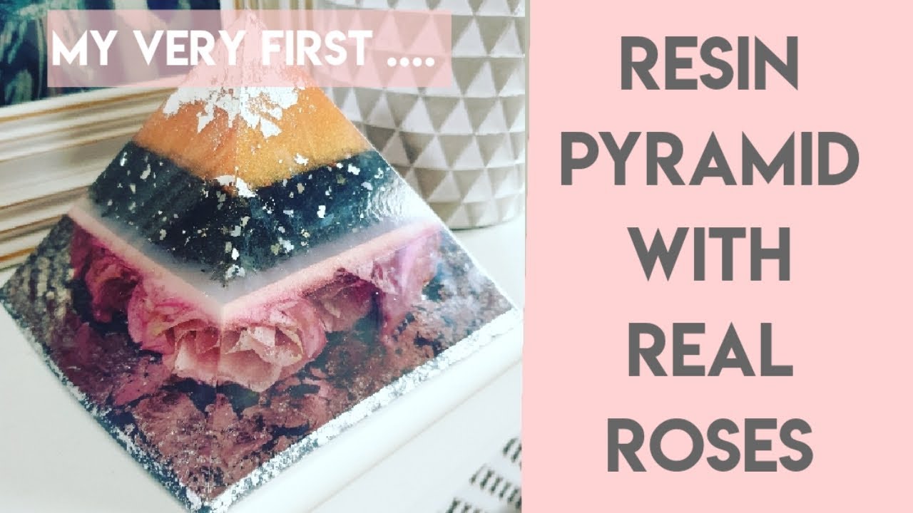 Epoxy Resin Pyramid with real Roses