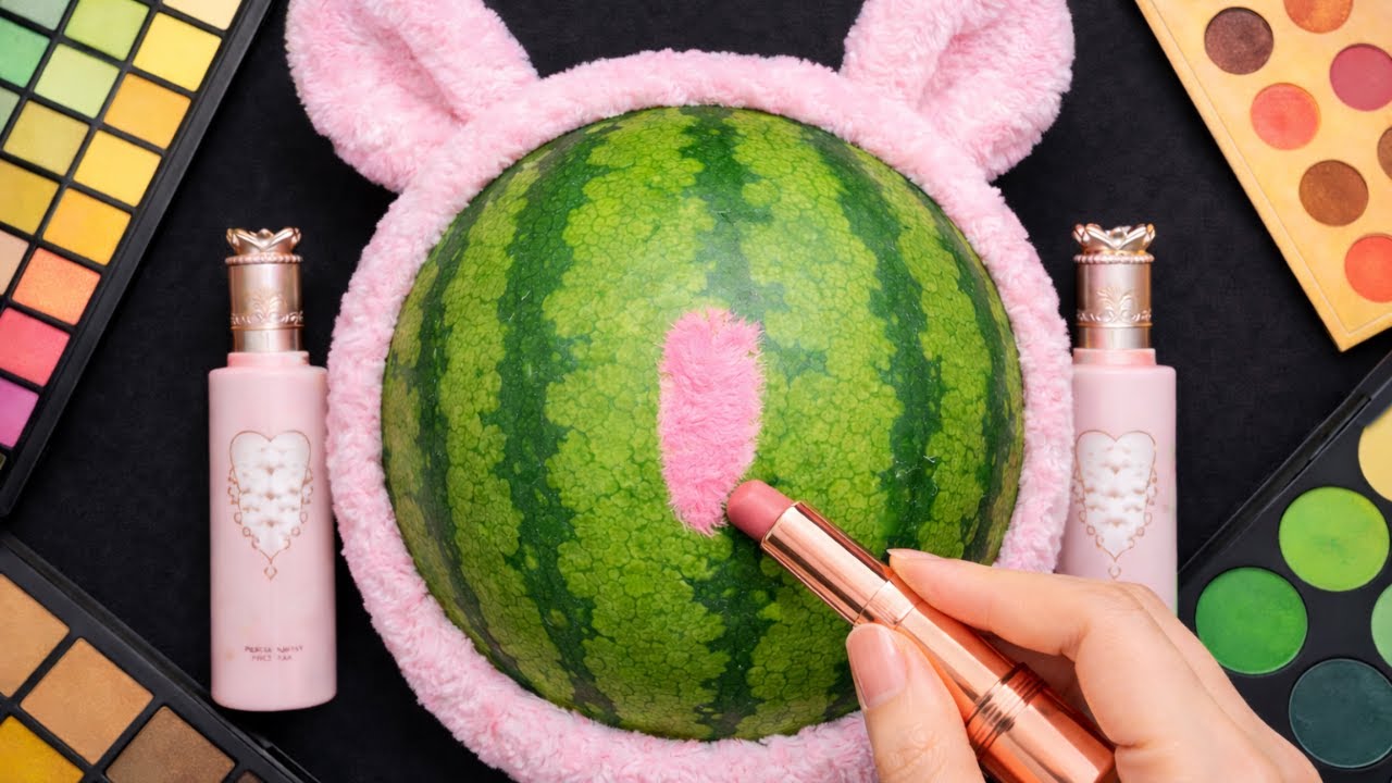 ASMR Makeup on Watermelon (No Talking ) | Makeup for Sleep