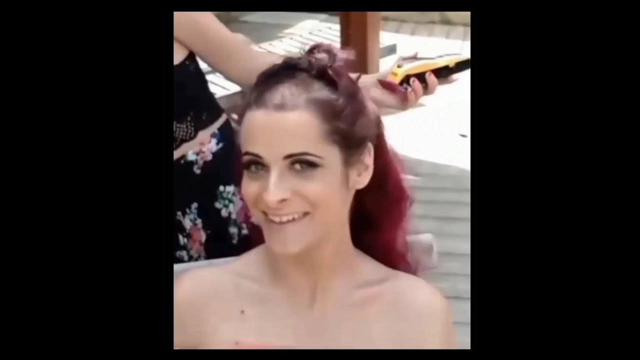 French girl gets her head shaved by friends ||  Beautiful Girl Headshave