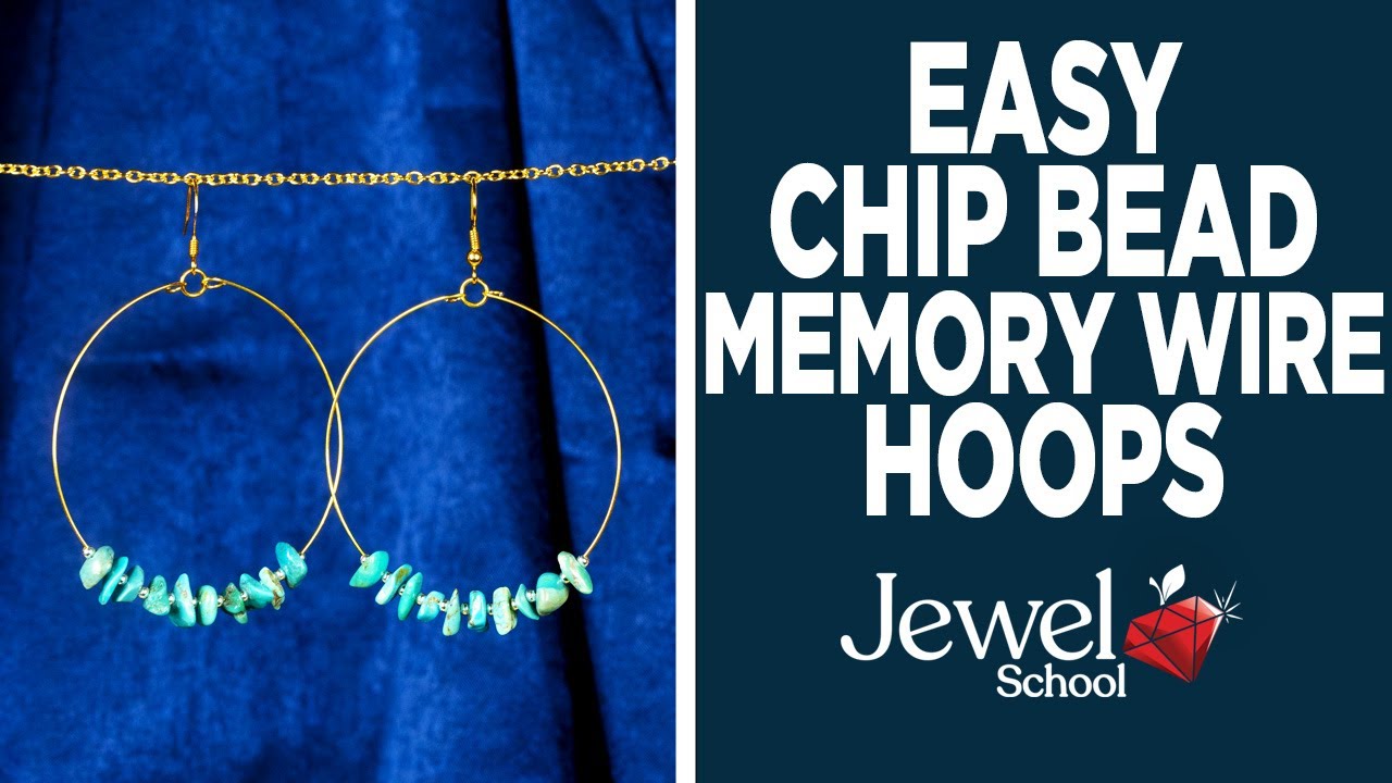 Серьги-кольца из проволоки с эффектом памяти и бусинами Chip Bead для начинающих | Ювелирные изде...