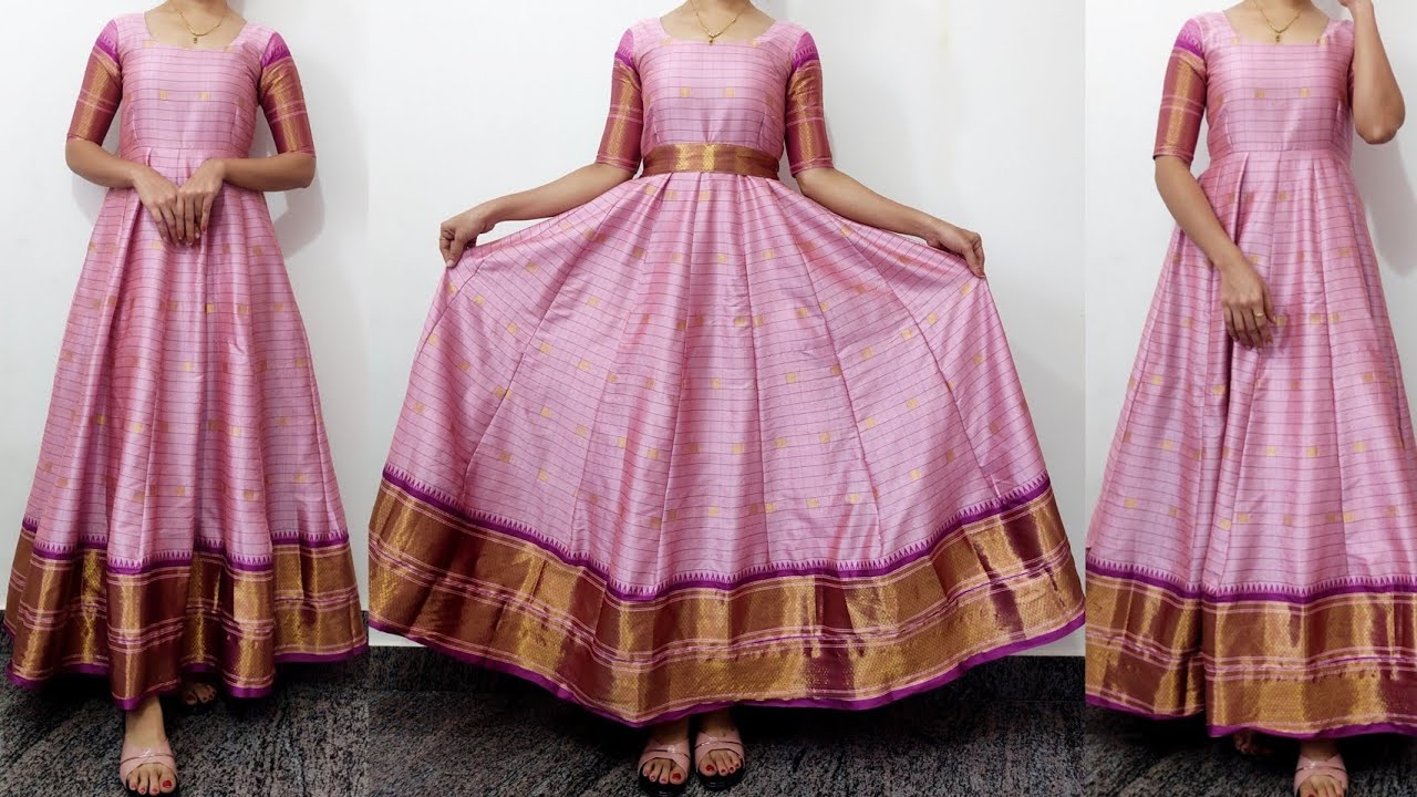 16 Panel Anarkali Cutting and Stitching || Old saree convert into Anarkali Dress