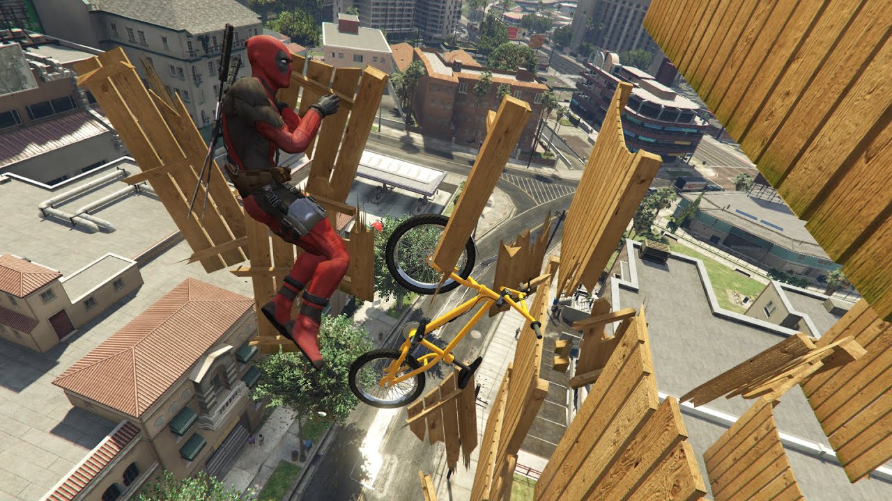 GTA 5 Stunning Ragdolls #62 - (Deadpool - Bike And Tables Fails)