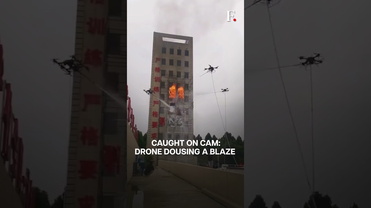 Watch: Chinese Drones Douse Fire in a Multi-Storey Building