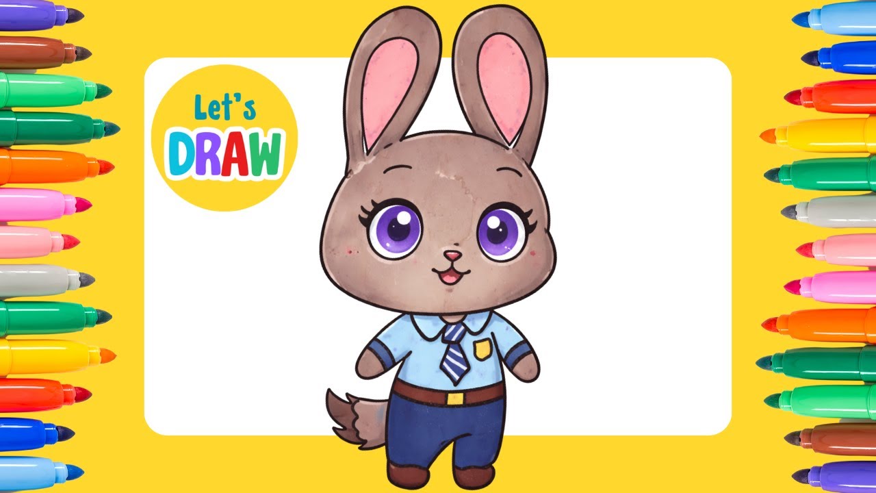 How to Draw Judy Hopps - Zootopia | Easy Cute Bunny Drawing Tutorial ✏️🎨