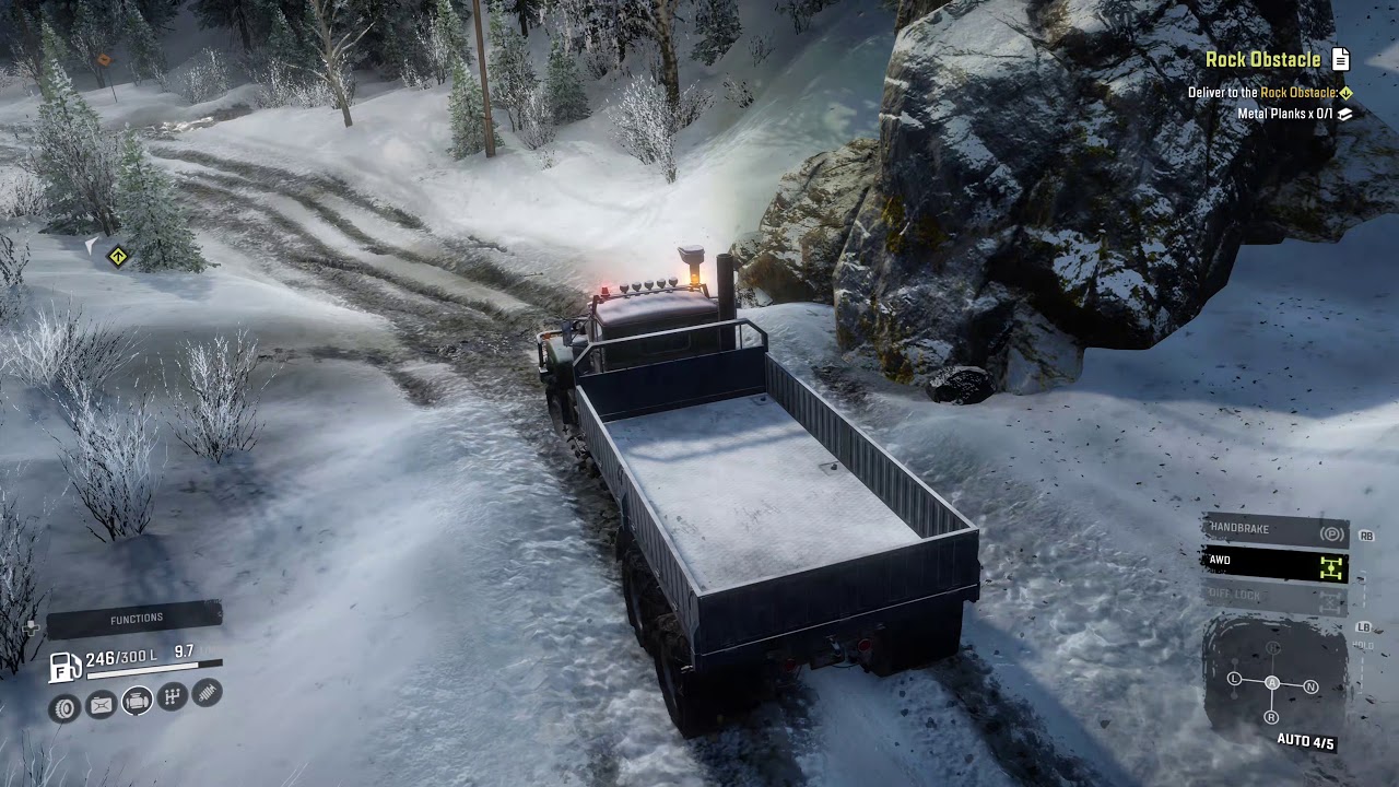 Clearing rocks in the road in Snowrunner (Xbox One X)