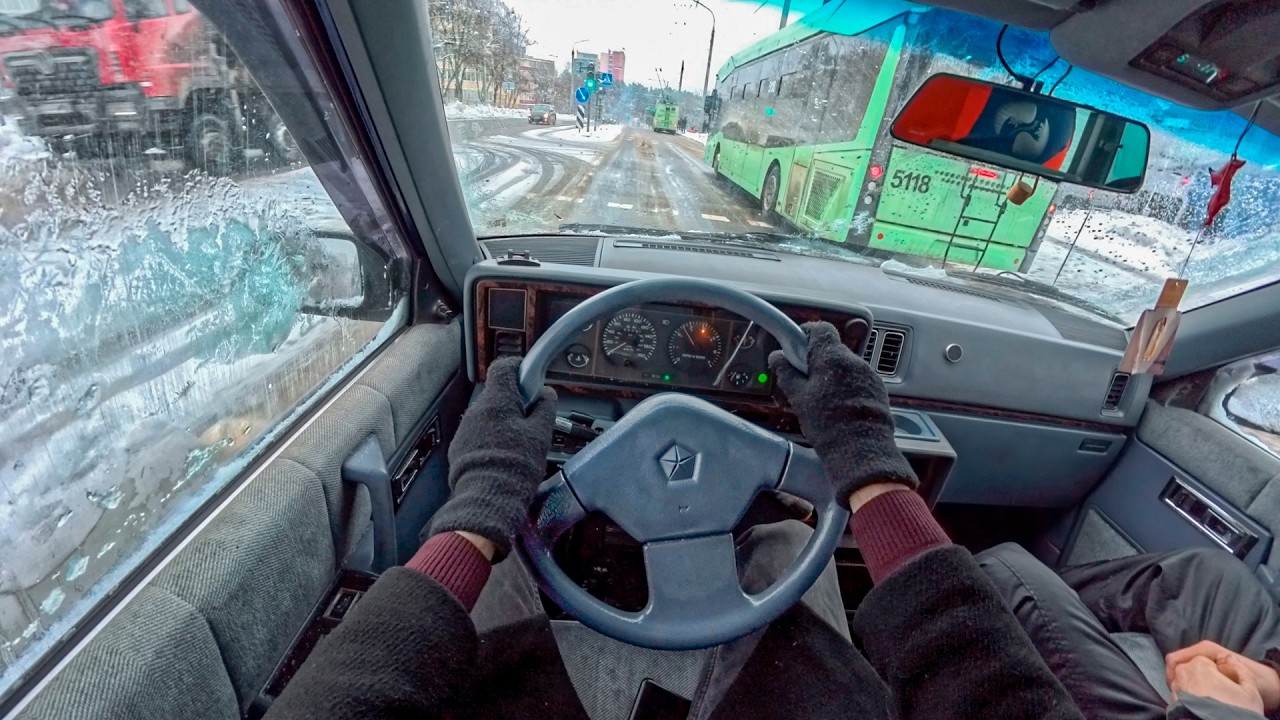 Test-Drive on Chrysler Voyager I (1990) 2.5 Turbo (280 hp) - Very Old American minivan - POV Drive
