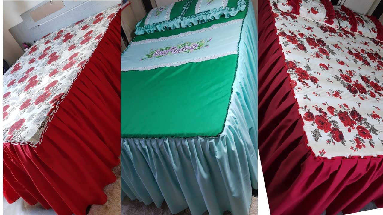 Como fazer colcha de cama com babado usando viés