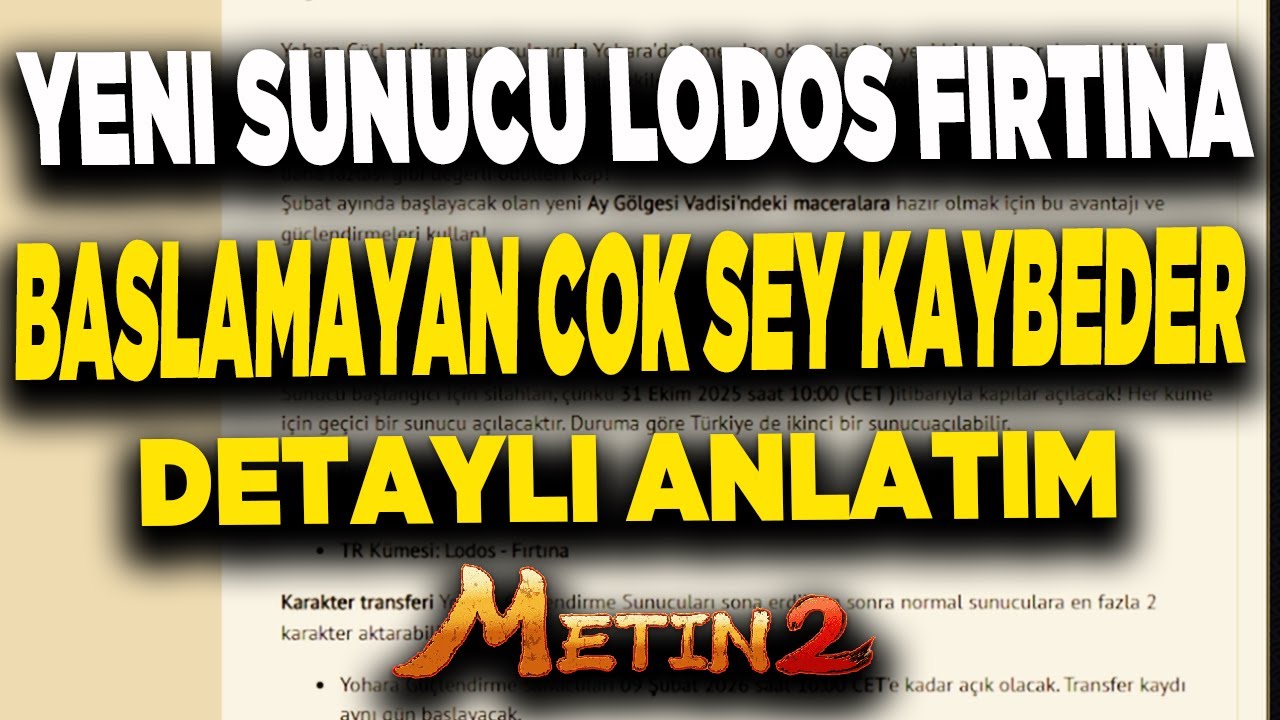 METİN2 YENİ YOHARA SUNUCULARI A&Ccedil;ILIYOR BU FIRSAT KA&Ccedil;MAZ DETAYLI ANLATIM Metin2 TR Lodos Fırtına