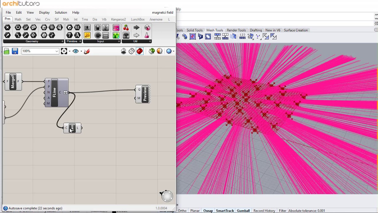 magnetic field algorithm in grasshopper in rhino | architutors